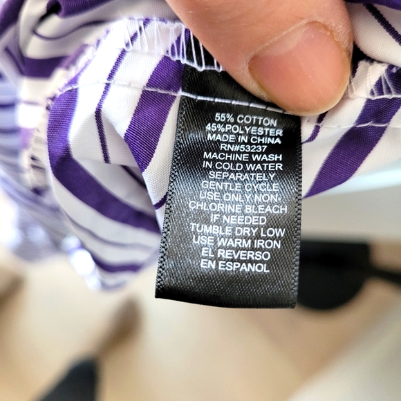 Mlle Gabrielle Size M Striped Dress White Purple Asymmetrical 💜 - Picture 10 of 10